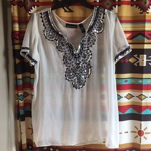 Blue embroidered dress blouse